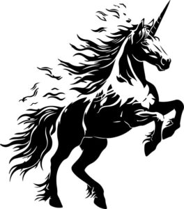 Unicorn horse rearing up