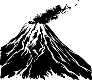 Volcano spewing lavand ash