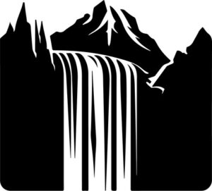 Waterfall And Mountains