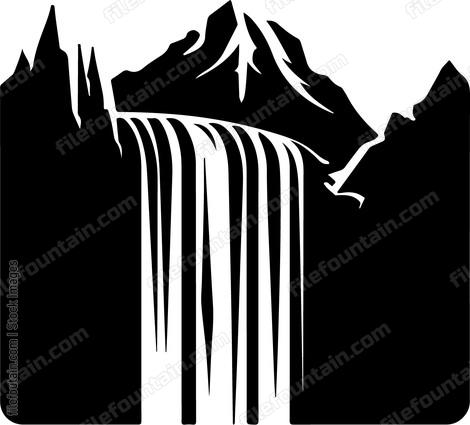 Waterfall And Mountains